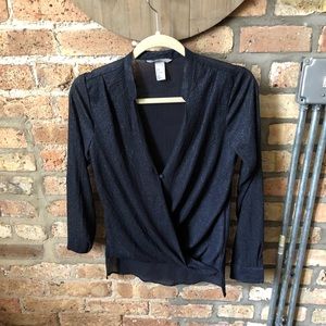Wrap front blouse- navy